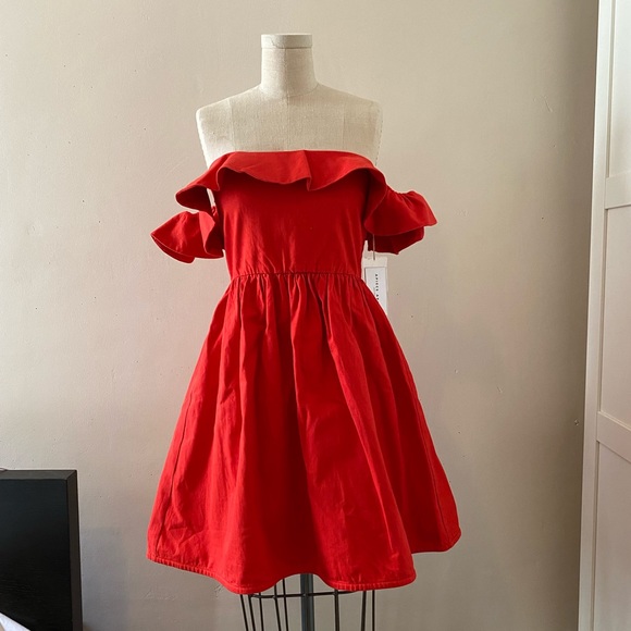 ** SOLD ** Apiece Apart Novella Mini Dress, Poppy, 2 - Picture 1 of 6